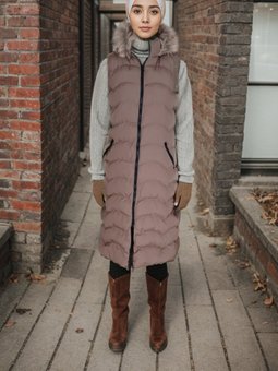 Vizon Kürk Kapüşonlu Şişme Yelek