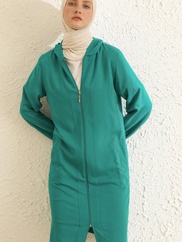 Yeşil Kapüşonlu Cepli Kap