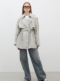 Lızbon Oversıze Kısa Trençkot Yeşil