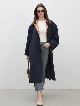 Mılano Oversıze Trençhkot Lacivert