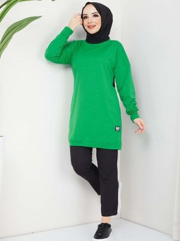 Benetto Yeşil Aksesuarlı Tunik