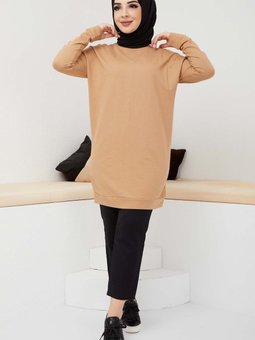 Camel Düz Sade Sweat