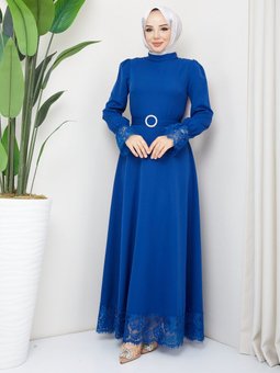 İndigo Çitlembik Abiye Elbise