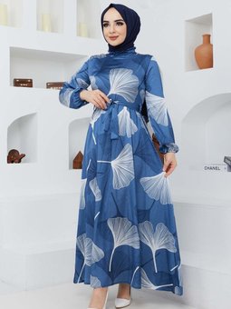 İndigo Gelincik Abiye Elbise