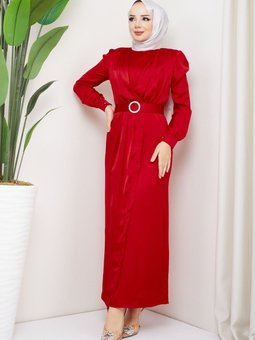 Kırmızı Bahar Abiye Elbise