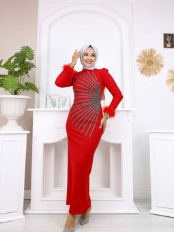 Kırmızı Güneş Abiye Elbise