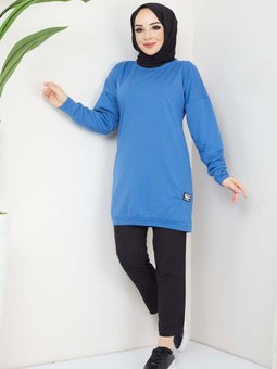 Mavi Aksesuarlı Tunik