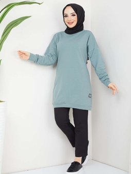 Mint Yeşil Aksesuarlı Tunik