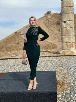 Yeşil Orkide Abiye Elbise