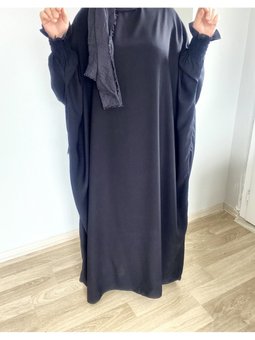 Yarasa Kol Elbise Ferace Medine Ipeği Siyah