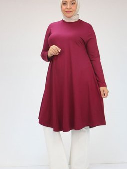 Bordo Büyük Beden Penye Mevlana Tunik