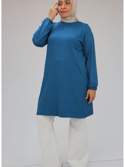 İndigo Büyük Beden Basic Penye Tunik