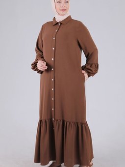 Kakao Büyük Beden Bebe Yaka Ferace