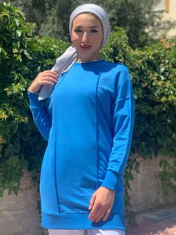Mavi Dikiş Detaylı Sweat