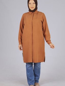 Soğan Kabuğu Büyük Beden Taşlı Tunik