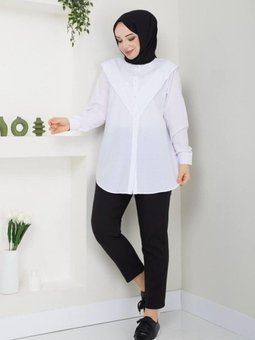 Beyaz Önu Arkası V Tunik