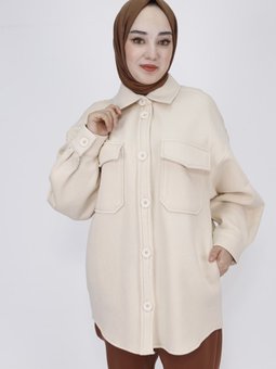 Taş İp Kumaş İçi Pamuklu Cepli Ceket