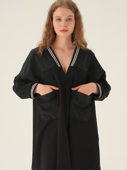 4099a Taşlı Uzun Kimono Siyah