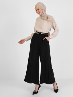 Beli Lastikli Pantolon Etek Siyah