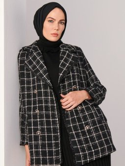 Ekoseli Ceket Siyah Beyaz