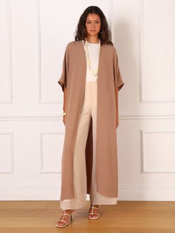 Yarım Kollu Aerobin Abaya Sütlü Kahve Ferace