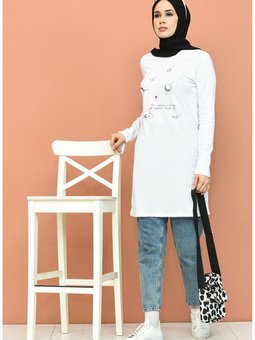 Baskılı Tunik 6025 03 Beyaz