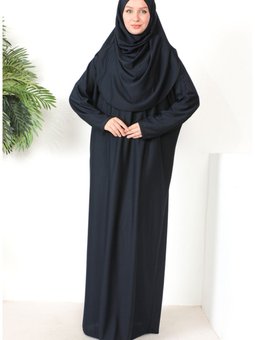 Tek Parça Başörtülü Pratik Namaz Elbisesi 0999 06 Lacivert