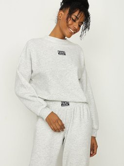 Gri Basic Örme Sweatshirt