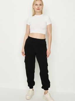 Siyah Kargo Cepli Jogger Eşofman Altı