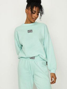 Yeşil Basic Örme Sweatshirt
