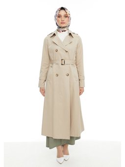 Bej Kruvaze Kapama Kuşaklı Klasik Trenç 2423219