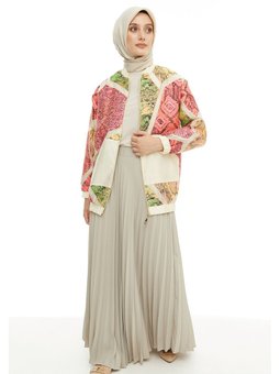 Fuşya Desenli Kumaş Bomber Ceket 25131902423190