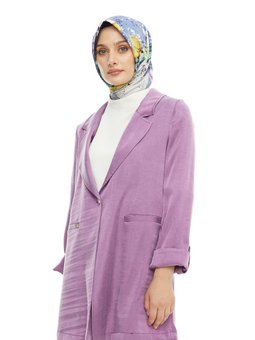 Lila Tek Düğmeli Rahat Kesim Ceket 2427208