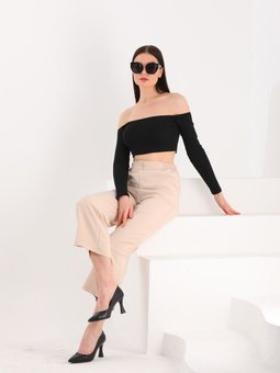 Taş Reems Mevsimlik Ön Düğmeli Ve Beli Esnek Lastikli Dubble Kumaş Cepli Pantolon