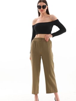 Vizon Reems Mevsimlik Ön Düğmeli Ve Beli Esnek Lastikli Dubble Kumaş Cepli Pantolon