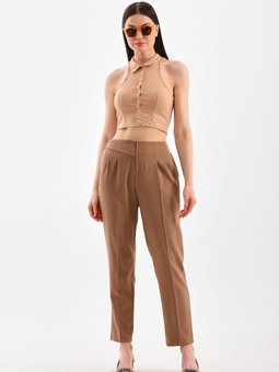 Vizon Reems Mevsimlik Yandan Düğmeli Ve Beli Esnek Lastikli Dubble Kumaş Cepli Pantolon
