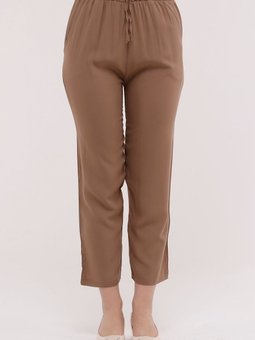 Vizon Yazlık Önü Bağcık'lı Ve Beli Lastikli Şık Dokuma Viskon Cepli Kumaş Pantolon