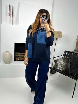 Lacivert Jean Garnili Sweat