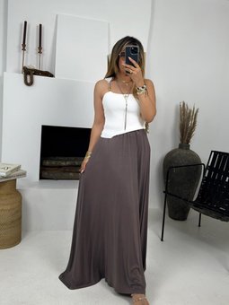 Vizon Modal Kumaş Astarlı Maksi Uzun Etek