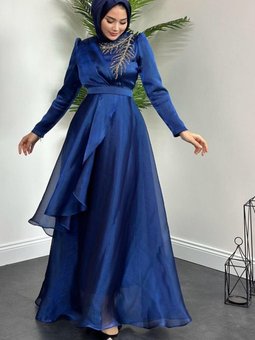 Seda Abiye Elbise Lacivert