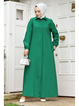 Arkası A Pileli Ferace Yeşil