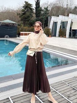 Acı Kahve Piliseli Uzun Etek