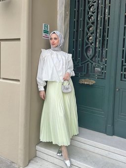 Y.yeşil Piliseli Uzun Etek