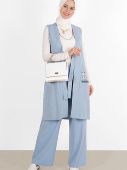 Kadın Mavi A.mavi Cepleri Nakışlı Yelek 40848