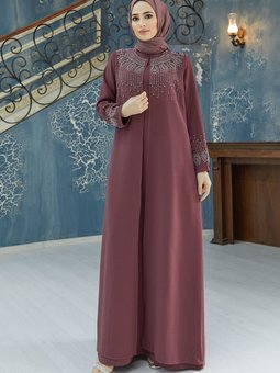 Lina Büyük Beden Abiye Elbise Gül Kurusu