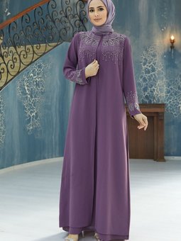 Lina Büyük Beden Abiye Elbise Leylak