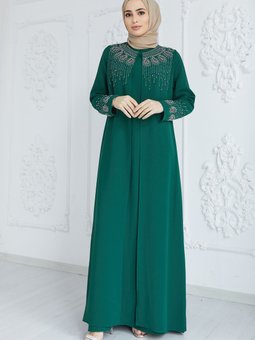 Lina Büyük Beden Abiye Elbise Zümrüt Yeşili