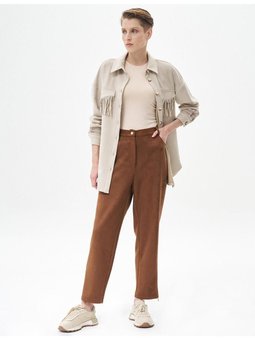 Beli Lastikli Cepli Süet Pantolon Camel