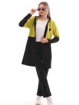 Günlük Armalı Renk Bloklu Eşofman Takım Yeşil