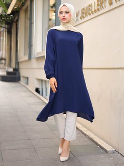 Krep Lacivert Tunik
